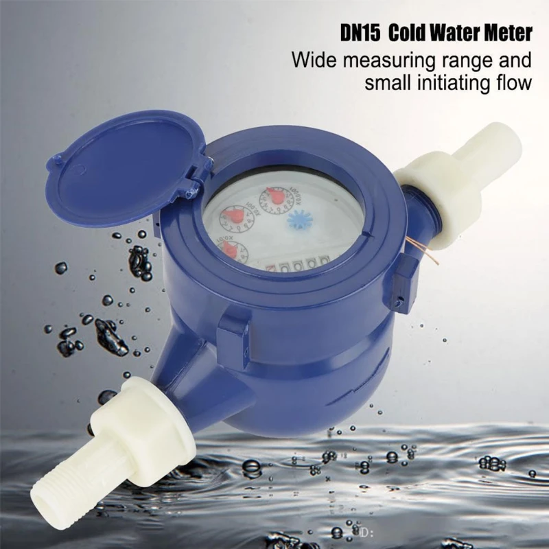 Пластмасов градински разходомер за измерване дебита на водата 15 мм, брояч студена и влажна вода с арматура Изображение 0