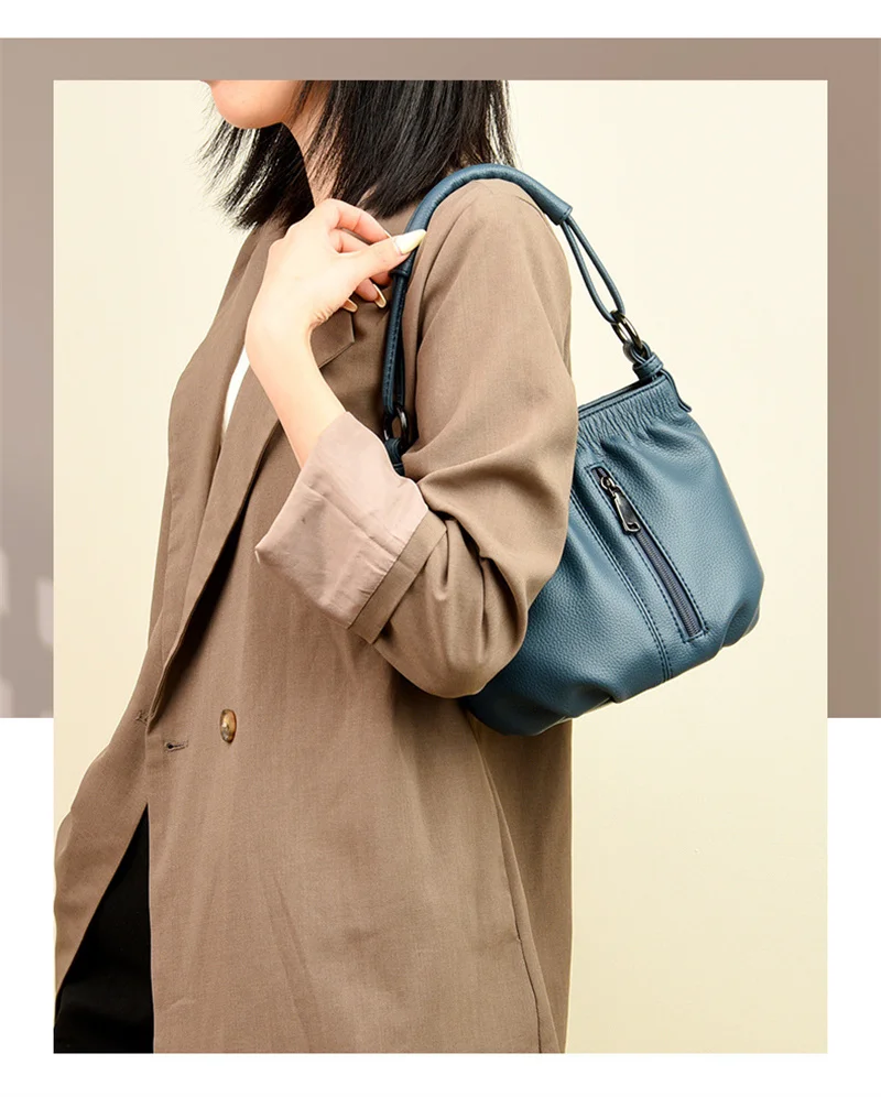 Чанта дамски 2023 нова лятна работна малка чанта за почивка с голям капацитет ръчна чанта през рамо от мека кожа чанта-кофа Изображение 3