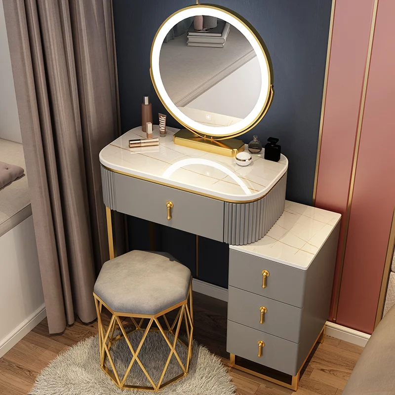 Чекмеджето Тоалетна маса за спални, контейнер, Скандинавски led Европейския Луксозен Тоалетка, Огледало, Стол, Мебели за Спалня Изображение 0