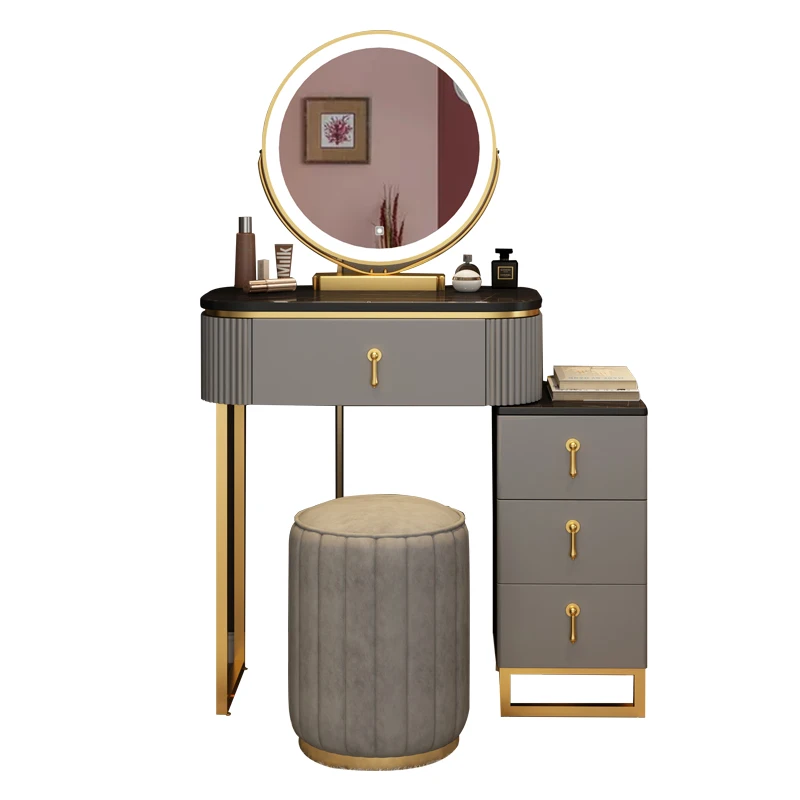 Чекмеджето Тоалетна маса за спални, контейнер, Скандинавски led Европейския Луксозен Тоалетка, Огледало, Стол, Мебели за Спалня Изображение 1