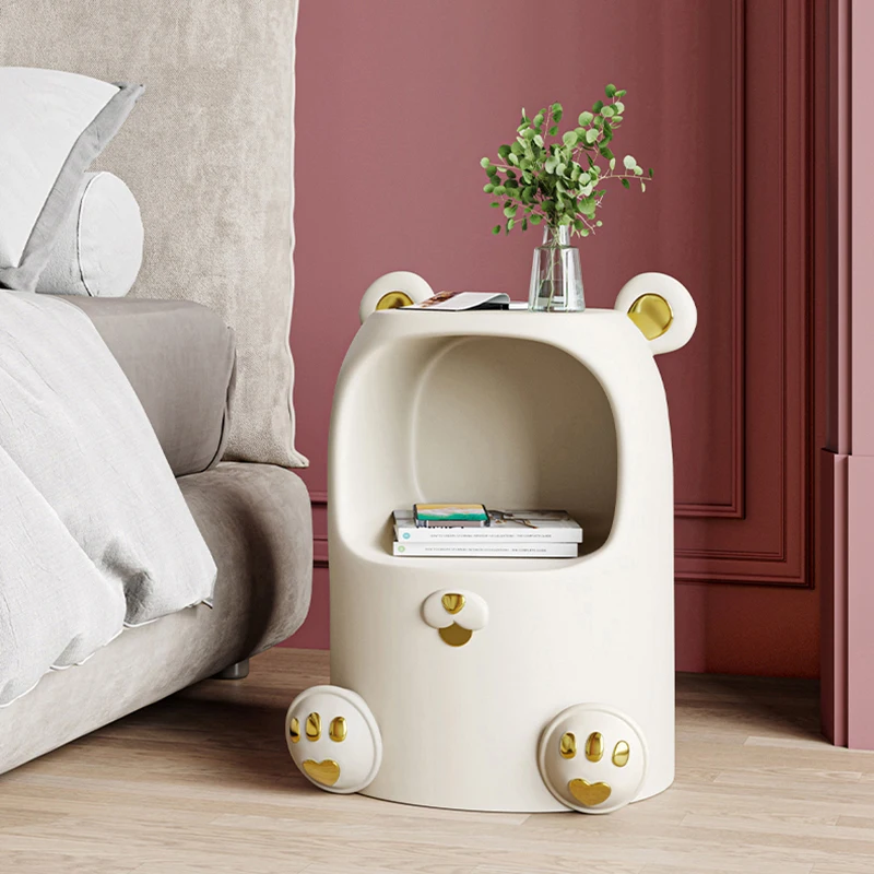 Приставной масичка за съхранение в Скандинавски Стил с анимационни мечка, Креативна детска стая, малка странична масичка за спални, модерни проста мебели за декориране на дома Изображение 1