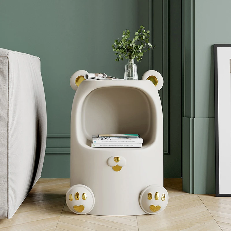 Приставной масичка за съхранение в Скандинавски Стил с анимационни мечка, Креативна детска стая, малка странична масичка за спални, модерни проста мебели за декориране на дома Изображение 3