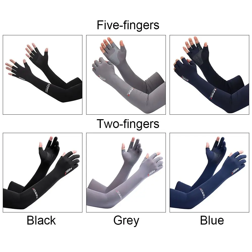 1 Чифт ръкави от Ледената Коприна с пет пръста, солнцезащитная топло за ръце, Спорт на открито, Езда, Бягане, хладен дишаща ръкав за ръце Изображение 4