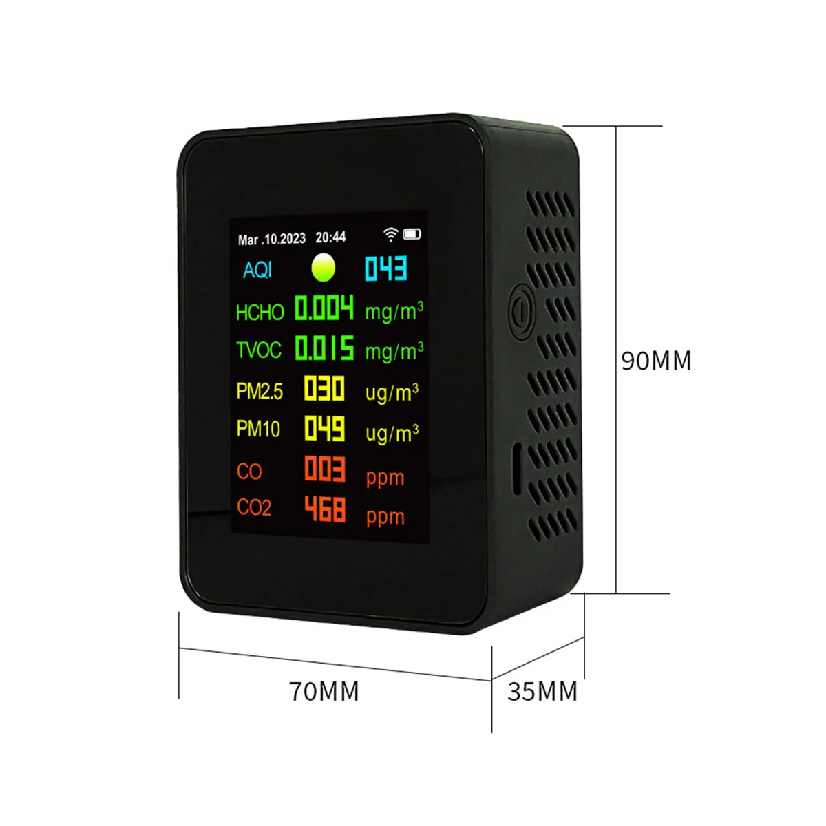 9 в 1 Цифров Тестер Температура и Влажност на въздуха ФПЧ2.5 PM10 HCHO TVOC CO CO2 Метър WiFi LCD лазерен сензор Монитор Бял Изображение 3