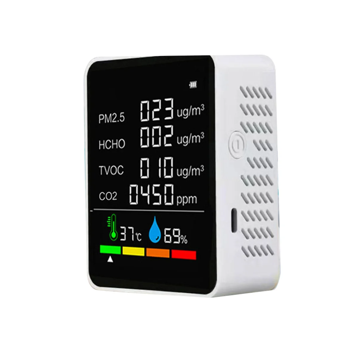9 в 1 Цифров Тестер Температура и Влажност на въздуха ФПЧ2.5 PM10 HCHO TVOC CO CO2 Метър WiFi LCD лазерен сензор Монитор Бял Изображение 4
