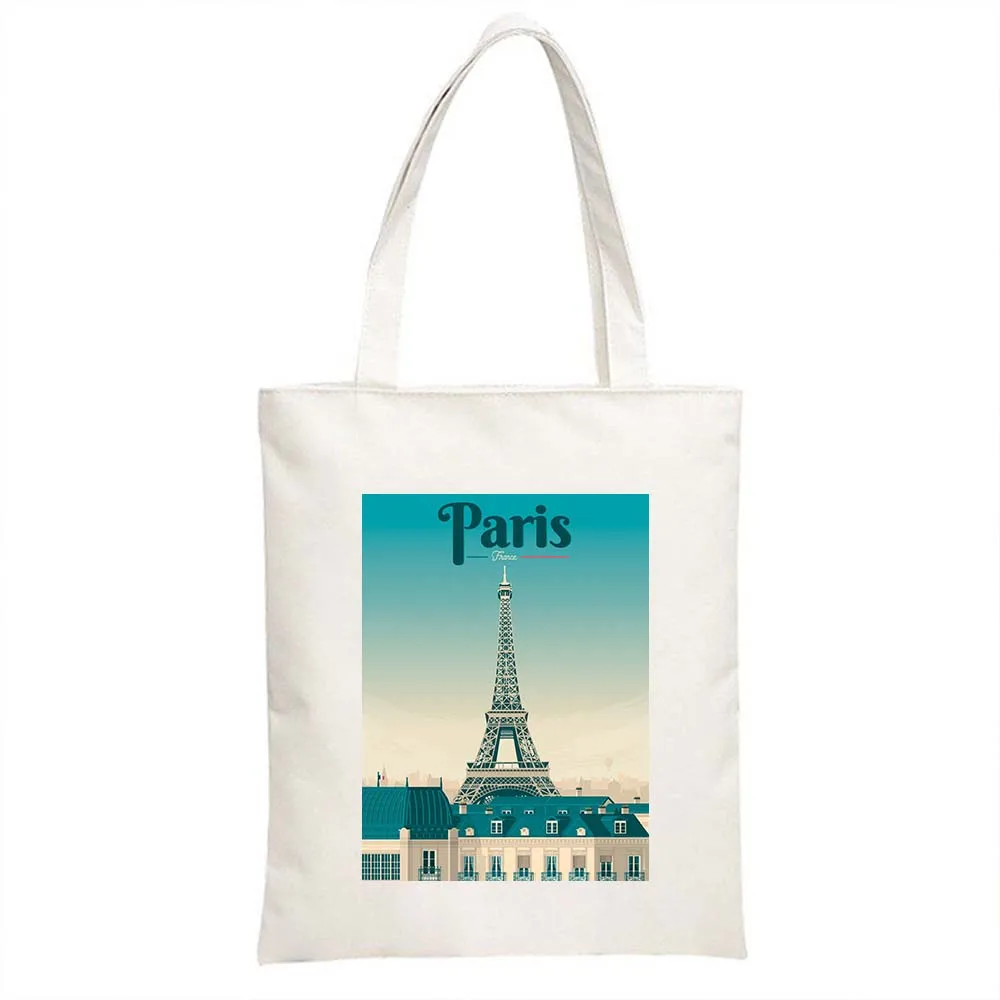 Париж Токио Пътуване, Град на Изкуството Маями Сидни Чанти-тоут за жени пазарска чанта с Голям Капацитет на торби за Многократна употреба Изображение 1