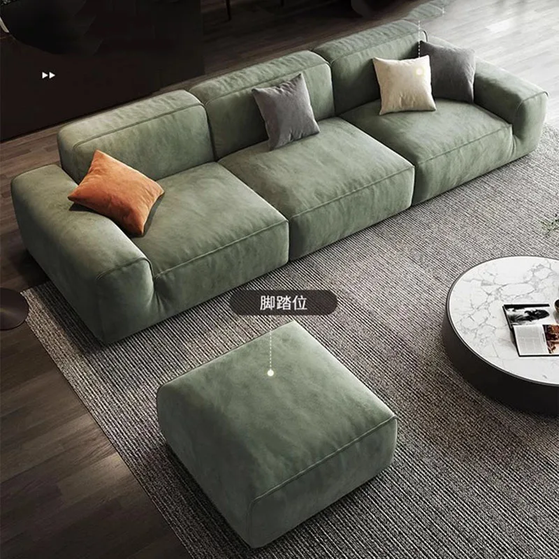 Модерен ъглов диван за дневна в скандинавски стил с пуховиками, Дизайнерски Италиански диван за театрална кът, надуваем диван за шоурум на мебели DWH Изображение 4