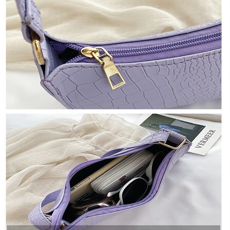 Модна Дизайнерска Дамска чанта под мишниците, изкуствена кожа, Дамски Малки Чанти, Дамски мини чанта с цип, Чанта-клатч, портфейл Изображение 5