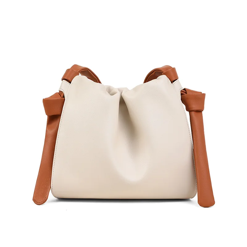 2023 Нова Дамска чанта-кофа за през рамо от естествена кожа, Популярна Мътна чанта на едно рамо Изображение 5