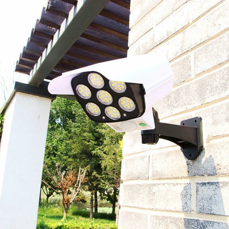 Фалшива камера за наблюдение, с монтиран на стената лампа, потребителска защита от кражба и изплаши крадци, водоустойчива лампа осветление, слънчева индукционная лампа за човешкото тяло Изображение 1