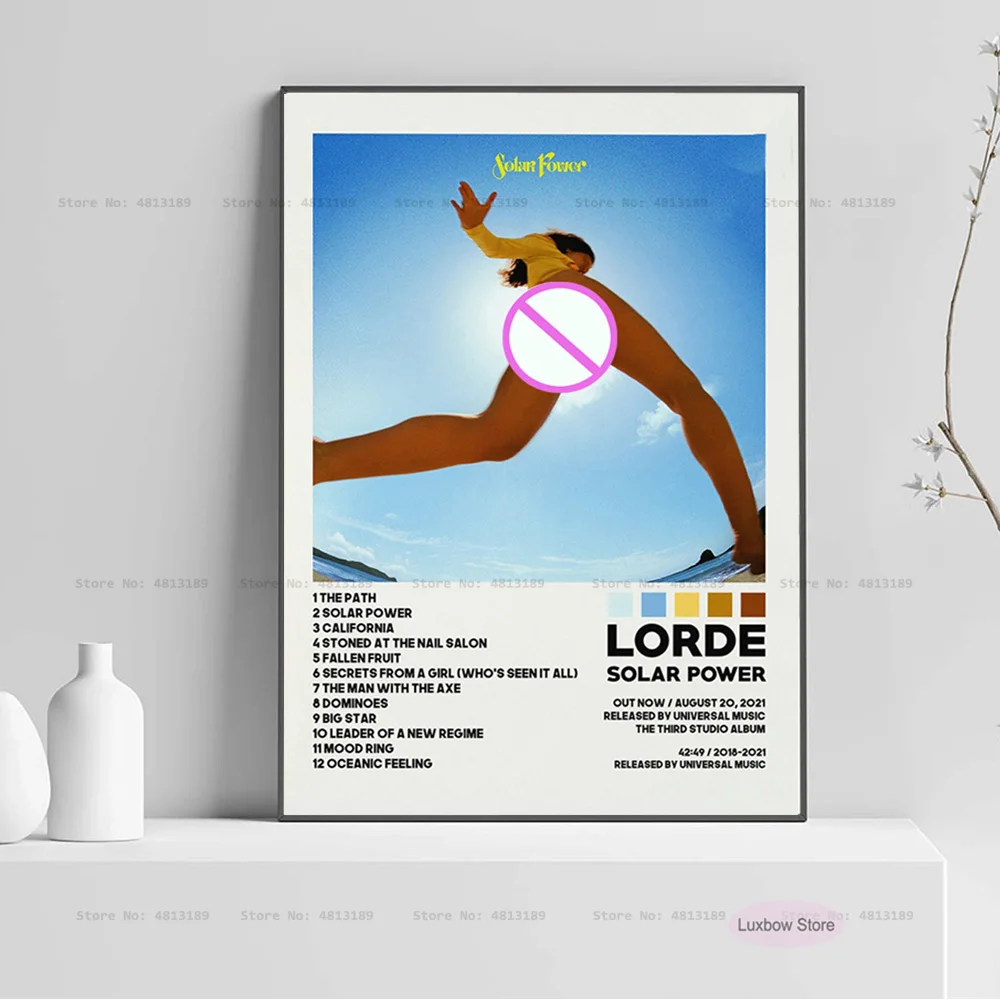 Плакатные щампи Lorde Solar Power трак Музика Певицата Звезда от Корица на албума Картина върху платно Художествена Стенни картина Начало Декор във всекидневната Изображение 0