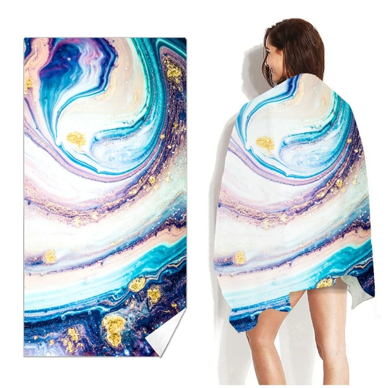 Плажна кърпа голям размер с принтом, супер впитывающее кърпи, кърпи за баня от микрофибър Изображение 2