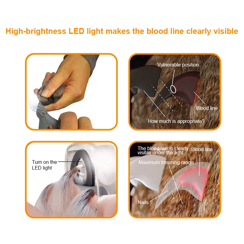 Стоки за домашни любимци Удобна машина за рязане на ноктите на универсални високо качество на трайни професионални led ножици за грижа за домашни любимци Must-have Изображение 5
