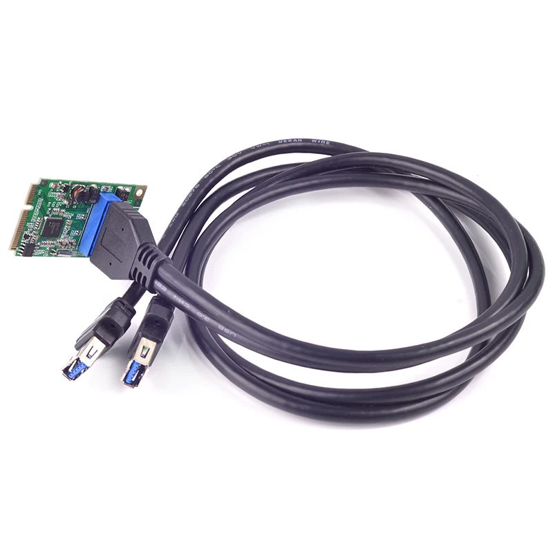 адаптер mini PCIe към USB 3.0 mini PCI Express с 2 USB3 порта, адаптер USB3.0, калкулатор, карта за разширяване с 19-пинов кабел USB 3 Изображение 4
